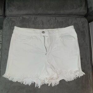 White Frayed Hem Women's Shorts